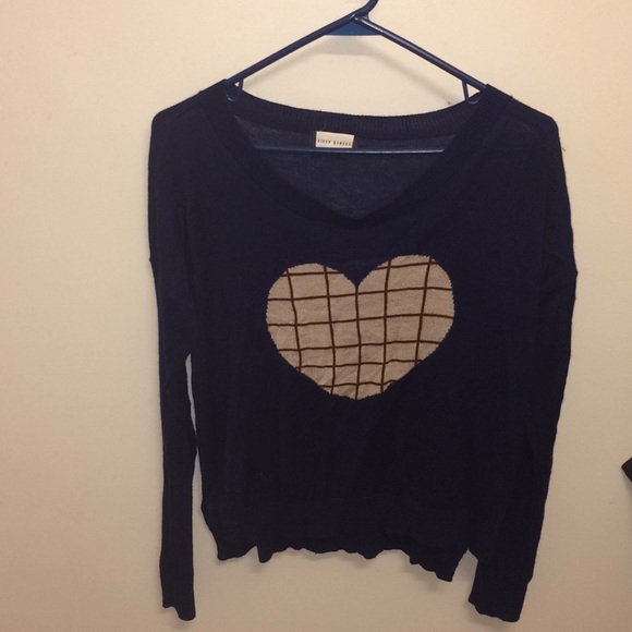 Navy Knit Sweater with Heart - Picture 1 of 5